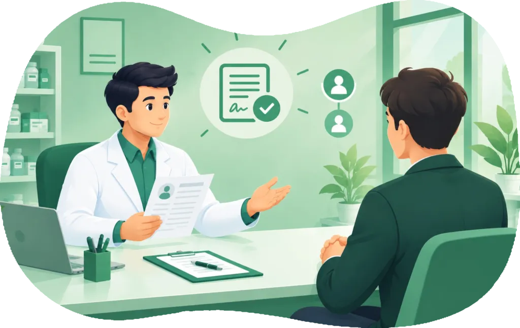 Job interview between a pharmacist and a candidate